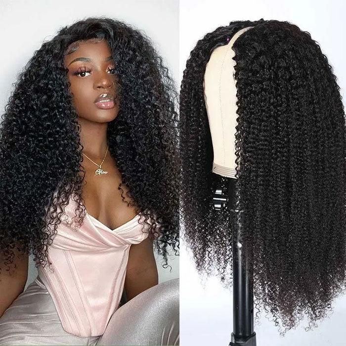 Best Beauty Hair V Part Wig Kinky Curly Virgin Human Hair U Part Wig Beginner Friendly