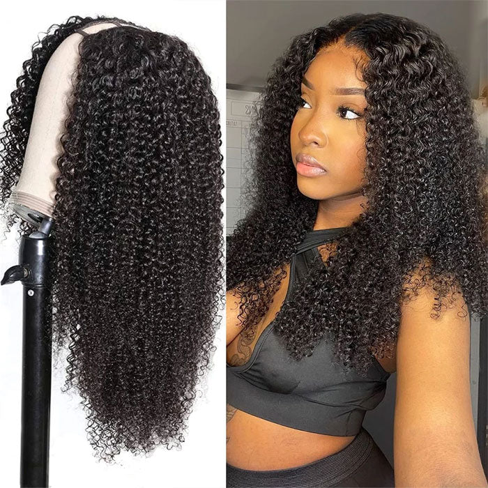 Best Beauty Hair V Part Wig Kinky Curly Virgin Human Hair U Part Wig Beginner Friendly