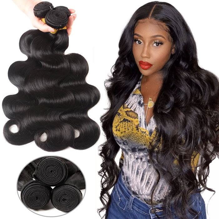 Body Wave Hair Bundles 8" to 40 Inches Natural Color Best Beauty Virgin Hair Weave Extensions