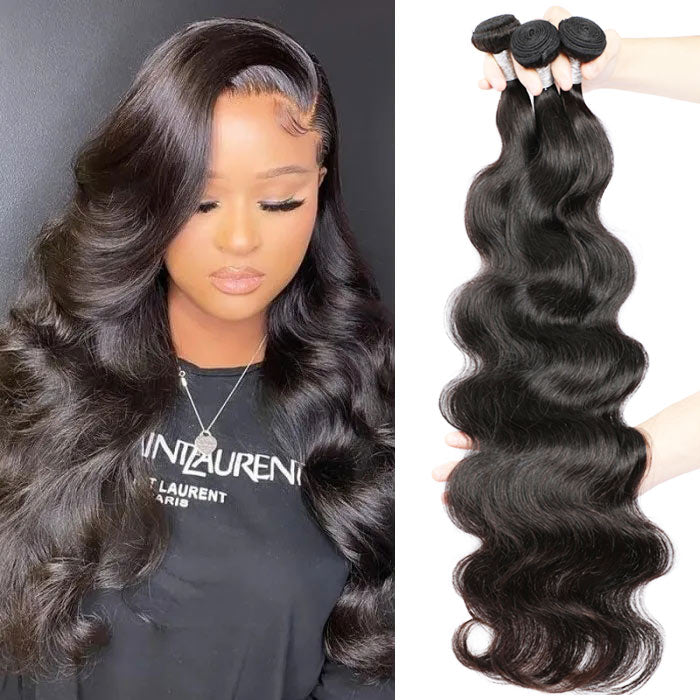 Body Wave Hair Bundles 8" to 40 Inches Natural Color Best Beauty Virgin Hair Weave Extensions