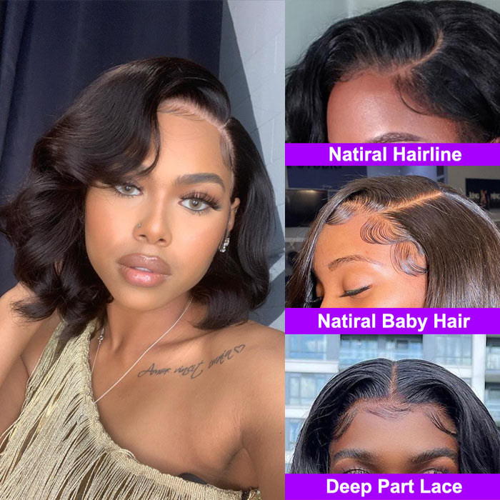 Body Wave Short Bob 4x4 Lace Closure Wig Virgin Human Hair