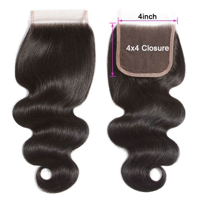 Body Wave Transparent Lace Closure 4x4 5x5 6x6 Virgin Human Hair 12"-22" Closure with Baby Hair