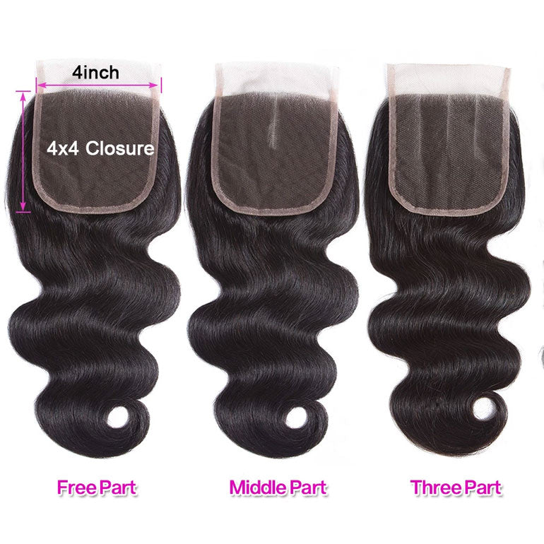 Body Wave Transparent Lace Closure 4x4 5x5 6x6 Virgin Human Hair 12"-22" Closure with Baby Hair