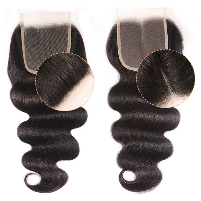 Body Wave Virgin Hair Bundles with Transparent Lace Closure Free Middle Three Part You Can Choose