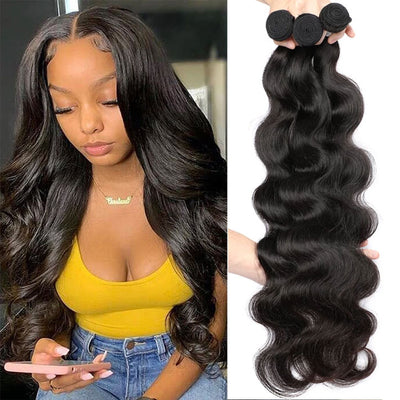 Body Wave Virgin Hair Bundles with Transparent Lace Closure Free Middle Three Part You Can Choose