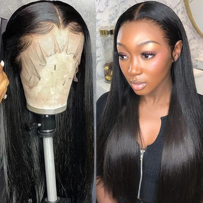 Bone Straight 13x4 Transparent Lace Frontal Wig Pre Plucked 12" to 32 Inches 150% or 180% Density