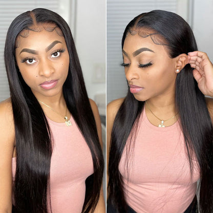 Bone Straight 13x4 Transparent Lace Frontal Wig Pre Plucked 12" to 32 Inches 150% or 180% Density