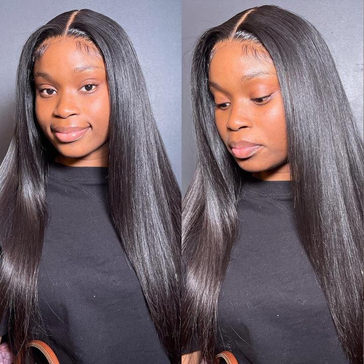 Bone Straight 13x4 Transparent Lace Frontal Wig Pre Plucked 12" to 32 Inches 150% or 180% Density