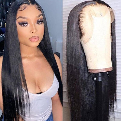 Bone Straight 13x4 Transparent Lace Frontal Wig Pre Plucked 12" to 32 Inches 150% or 180% Density