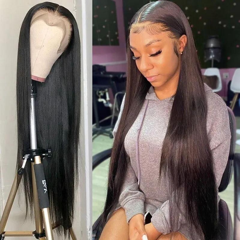 Bone Straight 13x4 Transparent Lace Frontal Wig Pre Plucked 12" to 32 Inches 150% or 180% Density