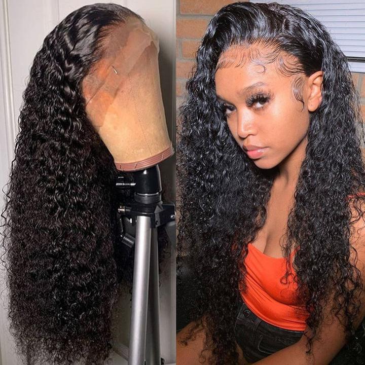 Bouncy Curl Lace Front Wig with Baby Hair 100% Virgin Human Hair 13x4 Lace Frontal Wigs Jerry Curl