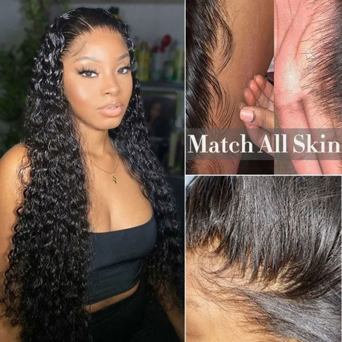 Bouncy Curl 13x6 Lace Frontal Wig Pre Plucked Virgin Human Hair 14"-32" Long Wigs Transparent Lace