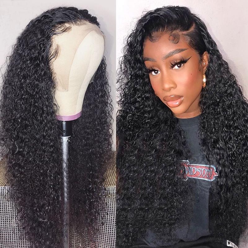 Bouncy Curl Lace Front Wig with Baby Hair 100% Virgin Human Hair 13x4 Lace Frontal Wigs Jerry Curl