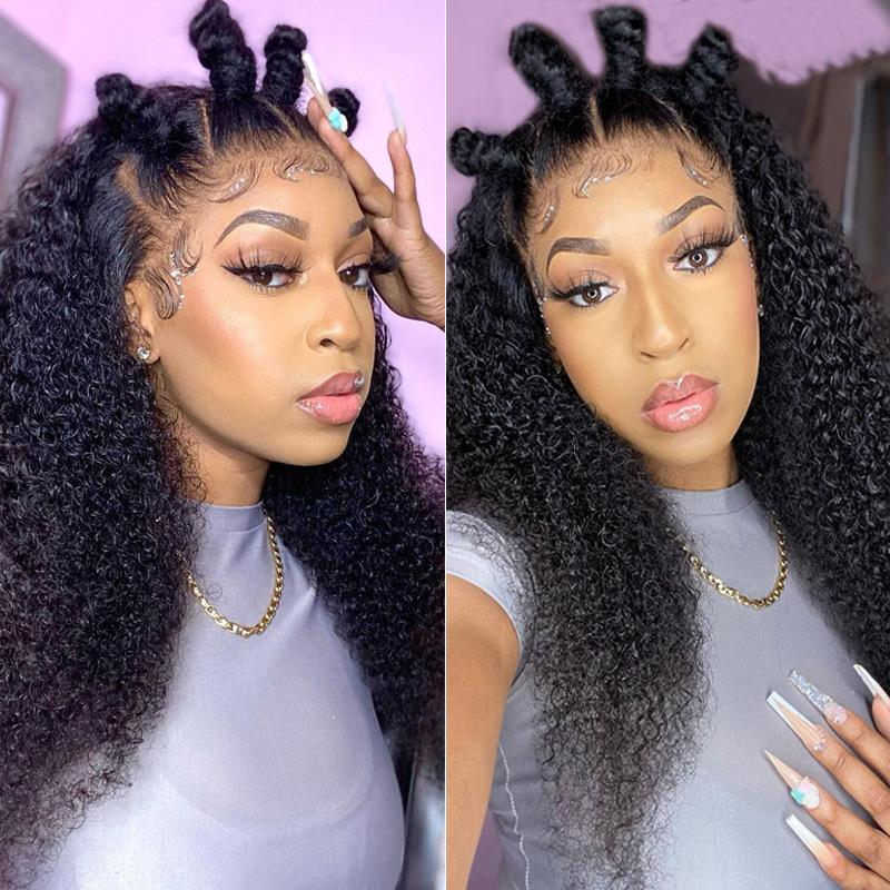 Bouncy Curl Lace Front Wig with Baby Hair 100% Virgin Human Hair 13x4 Lace Frontal Wigs Jerry Curl