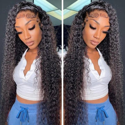 Bouncy Curl 13x6 Lace Frontal Wig Pre Plucked Virgin Human Hair 14"-32" Long Wigs Transparent Lace