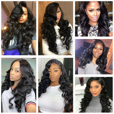 Bouncy Loose Wave Hair Bundles 8" to 40 Inches Natural Color Virgin Human Hair Weave Extensions