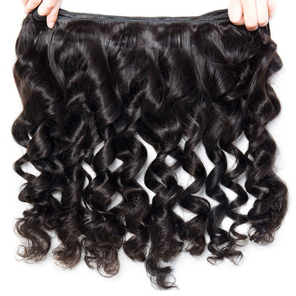 Transparent Lace Closure with Hair Weave Loose Wave 100% Virgin Human Hair Bundles with Closure