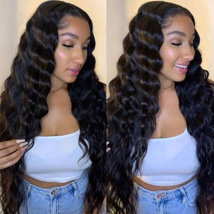 Brazilian Lace Front Wig Loose Deep Wave Virgin Human Hair 13x4 Transparent Lace Frontal Wigs