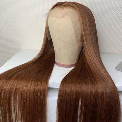 Brown Color Lace Front Wig Virgin Human Hair Straight 13x4 Lace Frontal Wigs for Women
