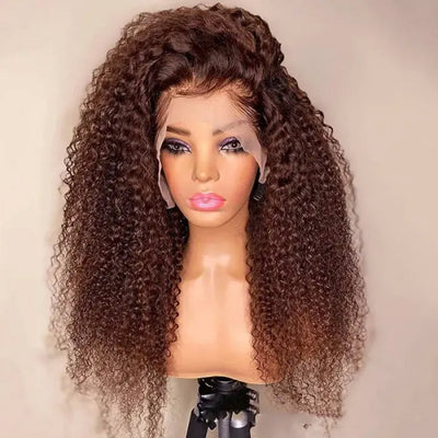 Chocolate Brown Color #4 Lace Frontal Wig Human Hair