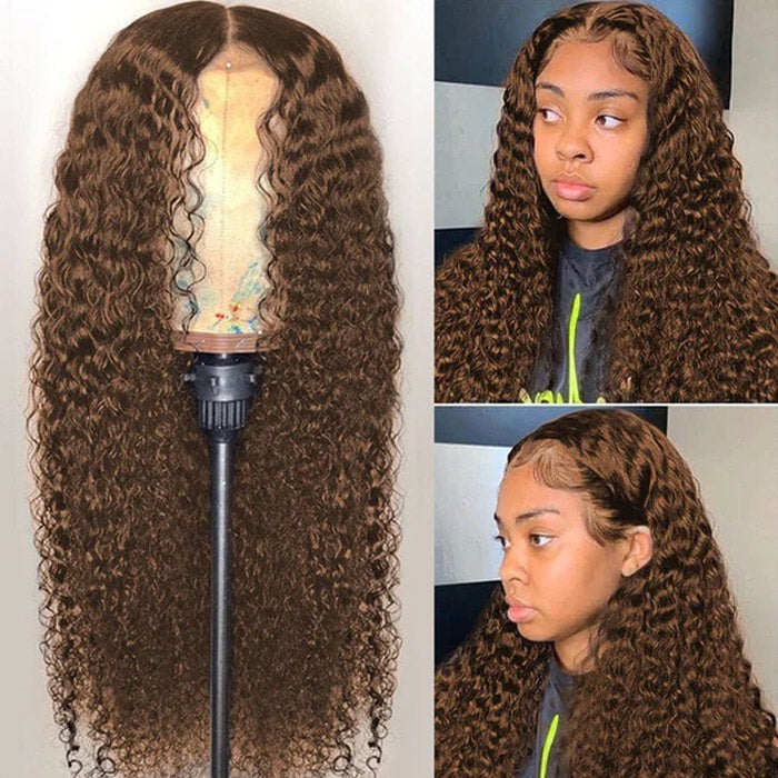 Chocolate Brown Color #4 Lace Frontal Wig Human Hair
