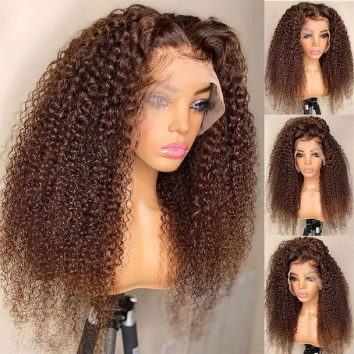 Chocolate Brown Color #4 Lace Frontal Wig Human Hair