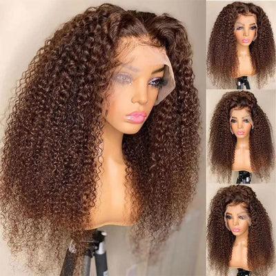 Chocolate Brown Color #4 Lace Frontal Wig Human Hair