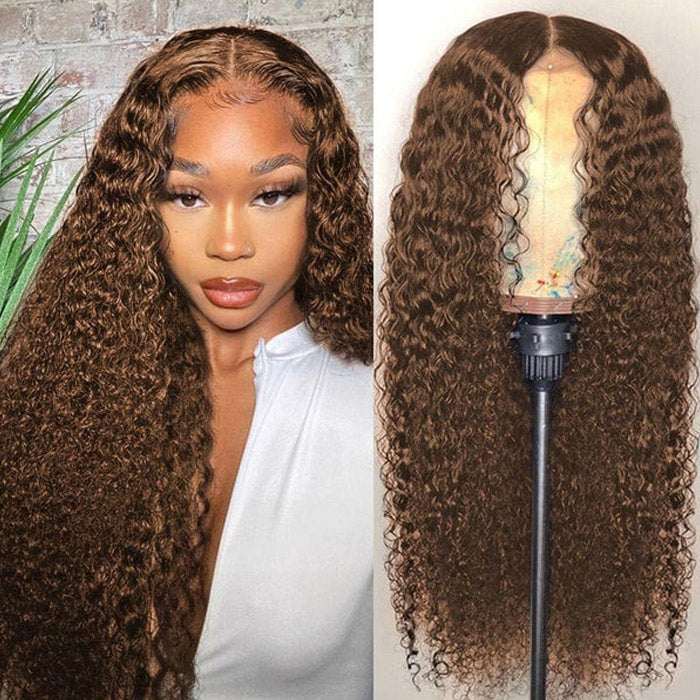 Chocolate Brown Color #4 Lace Frontal Wig Human Hair