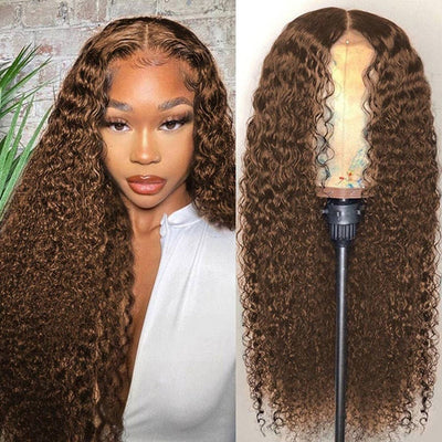 Chocolate Brown Color #4 Lace Frontal Wig Human Hair
