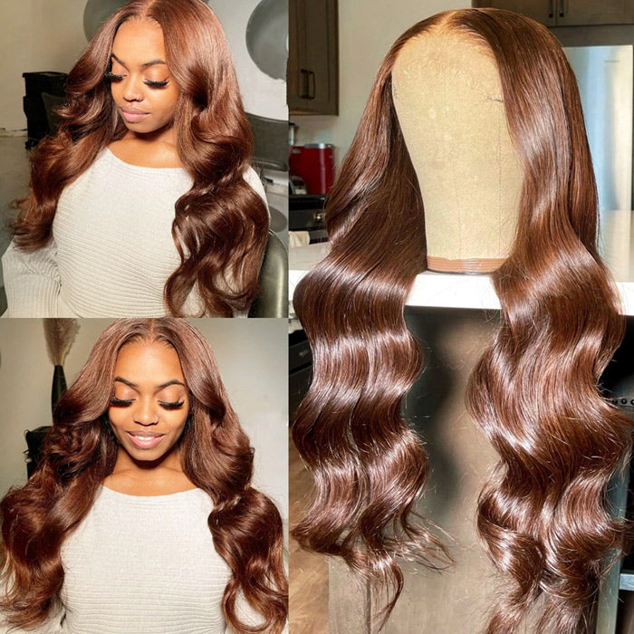 Chocolate Brown Transparent Lace Frontal Wig Best Beauty Hair Flash Sale