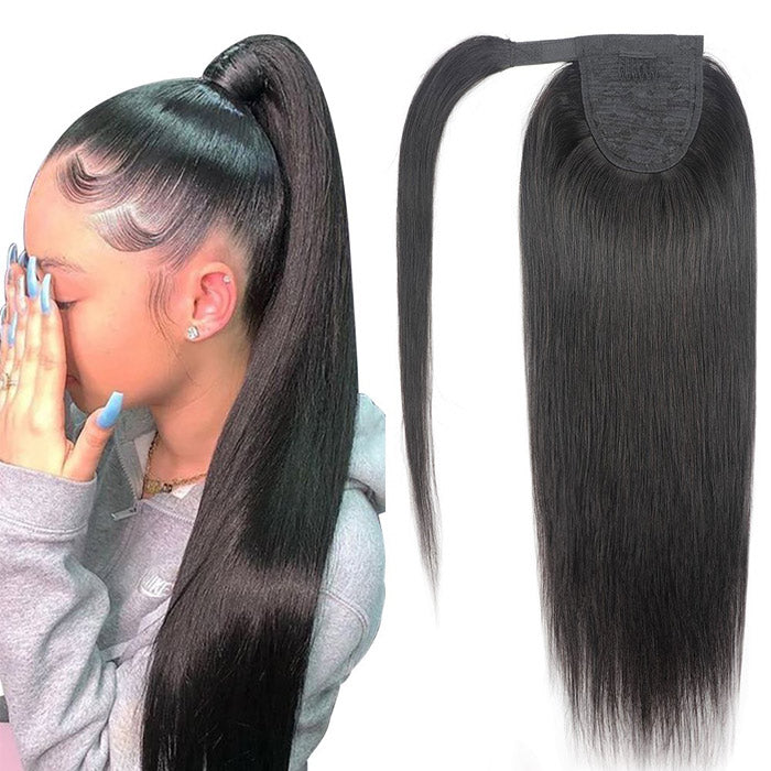 Clip in Ponytail Hair Extensions Virgin Human Hair Wrap Around Ponytails Hairpieces