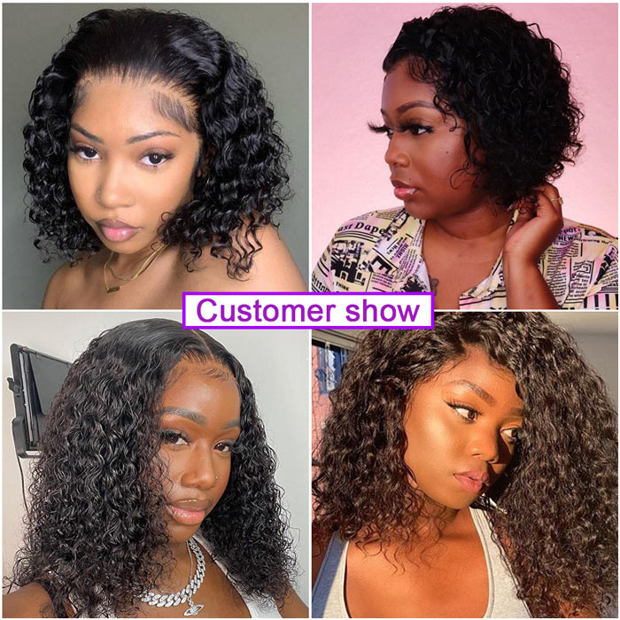 Curly Lace Frontal Wig Human Hair Best Beauty Short Bob Lace Closure Wig for Women