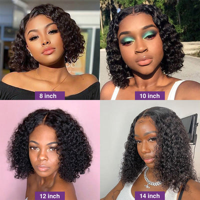 Deep Curly Bob Lace Front Wig Virgin Human Hair Short Lace Closure Wigs