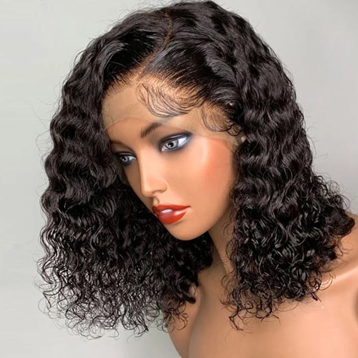 Deep Curly Bob Lace Front Wig Virgin Human Hair Short Lace Closure Wigs