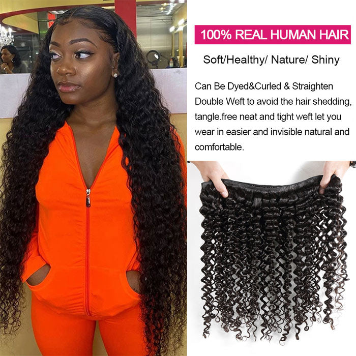 Deep Wave Hair Weave with Closure Transparent Lace Best Beauty Virgin Human Hair Bundles