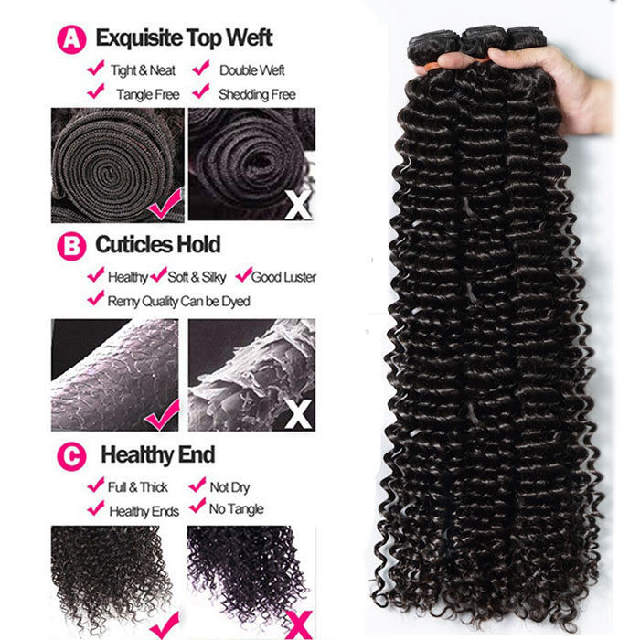 Deep Wave Hair Weave with Closure Transparent Lace Best Beauty Virgin Human Hair Bundles