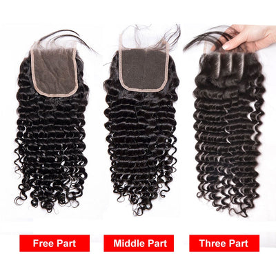 Deep Wave Transparent Lace Closure 12"-22" Virgin Human Hair 4x4 5x5 6x6 Closure Pre Plucked