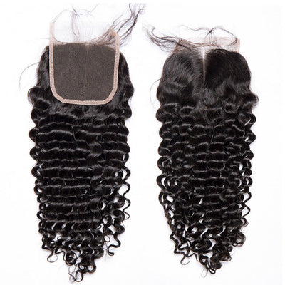 Deep Wave Transparent Lace Closure 12"-22" Virgin Human Hair 4x4 5x5 6x6 Closure Pre Plucked