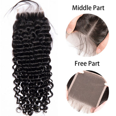 Deep Wave Transparent Lace Closure 12"-22" Virgin Human Hair 4x4 5x5 6x6 Closure Pre Plucked