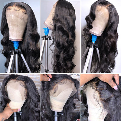 Full Lace Wig Body Wave Pre Plucked 16 to 30 Inches Virgin Human Hair Transparent Lace Wigs