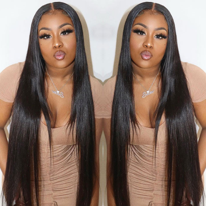 Full Lace Wig Bone Straight 12 to 30 Inches Virgin Human Hair Transparent Lace Wigs Pre Plucked