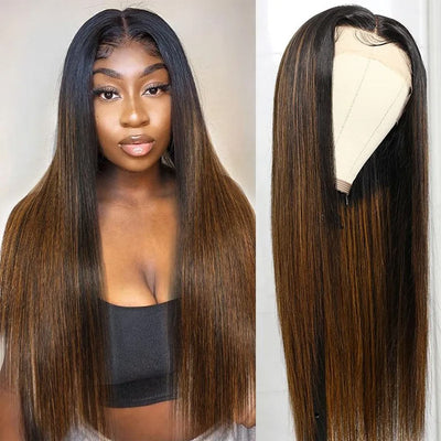 Highlight Brown Color Lace Front Wig Virgin Human Hair Ombre Balayage Lace Frontal Wigs