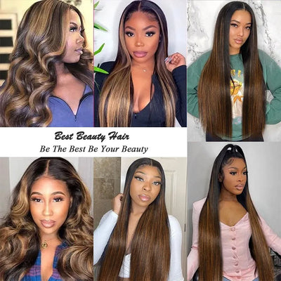 Highlight Brown Color Lace Front Wig Virgin Human Hair Ombre Balayage Lace Frontal Wigs