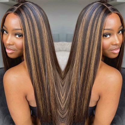 Highlight Brown Color Lace Front Wig Virgin Human Hair Ombre Balayage Lace Frontal Wigs