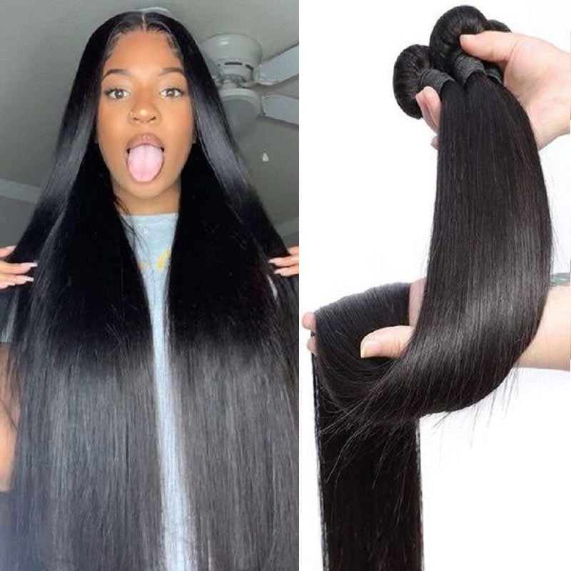 Human Hair Bundles Bone Straight Virgin Hair Weave Extensions 8 Inches to 40 Inches