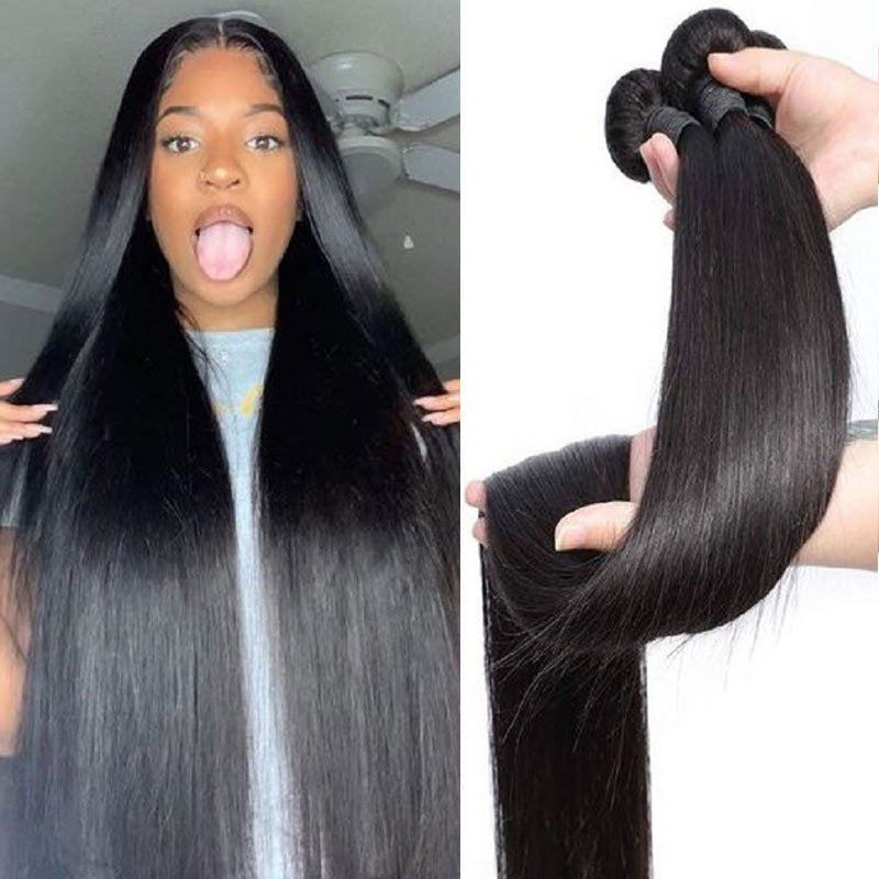 Best Beauty Transparent Lace Frontal with Bundles Bone Straight Virgin Human Hair Weave