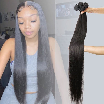 Human Hair Bundles Bone Straight Virgin Hair Weave Extensions 8 Inches to 40 Inches