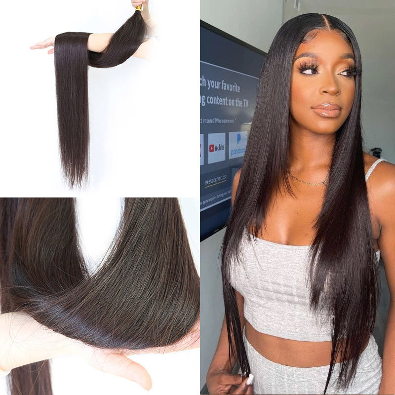 Human Hair Bundles Bone Straight Virgin Hair Weave Extensions 8 Inches to 40 Inches