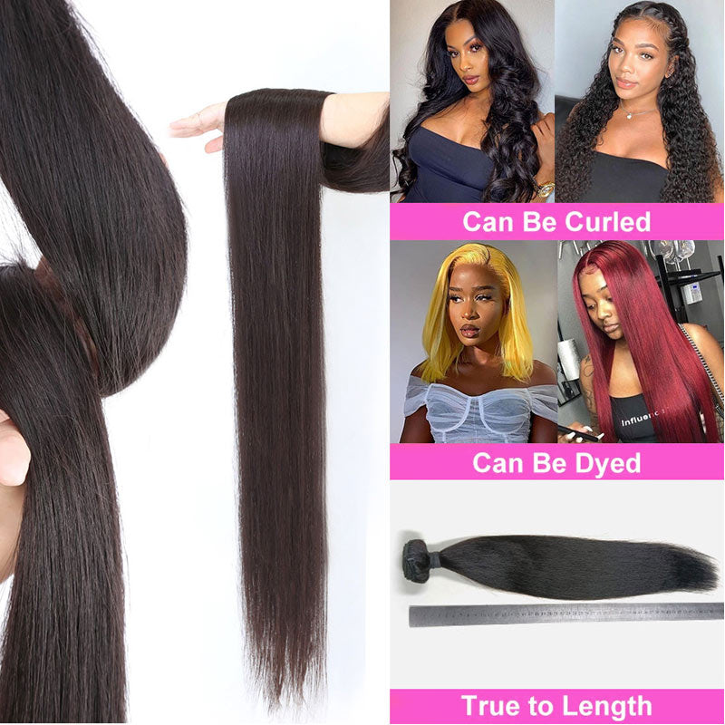 Human Hair Bundles Bone Straight Virgin Hair Weave Extensions 8 Inches to 40 Inches