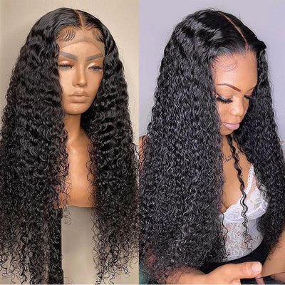 Jerry Curl 4x4 Lace Closure Wig Pre Plucked Virgin Human Hair Transparent Lace Wigs with Baby Hair